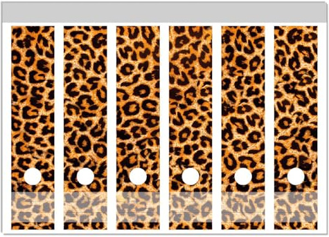 Wallario Ordnerrücken Sticker Leopardenmuster in orange schwarz - Größe 6 Stück, Rückenschilder für 6 breite Ordner, Klebeetiketten