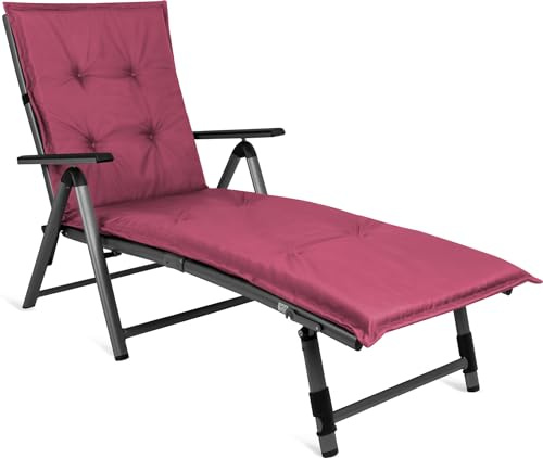 normani Gartenliege Auflage Sonnenliege Polster Polsterauflage mit weicher 6 cm Füllung - Liegepolster aus wasserdichtem Material und Befestigungsbändern 195x55 cm Brombeere 195 x 55 x 6 cm