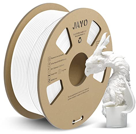 JAYO PLA+ Filament 1.75mm, Erhöhte Zähigkeit PLA Plus Filament-3D-Druckmaterialien, Maßgenauigkeit +/- 0.02mm, Neatly Wound, 1.1 kg Spule(2.42 LBS, 330M), PLA+ Weiß