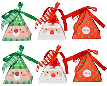 FOMIYES 24stücke Kleine Weihnachtsgeschenkboxen Aus Papier Mit Cartoon-muster Zur Verpackung Von Süßigkeiten Schokolade Leckereien Partyzubehör Ohne Etikett