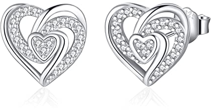 Jrêveinfini Herz Ohrringe Silber 925 Stecker, Modeschmuck Ohrstecker Damen, Hypoallergene Ohrringe Damen Geschenke für Frauen Mama Zum Muttertag