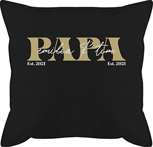 Kissen 50x50 - zum Vatertag - Papa Geschenk mit Namen Kinder Datum Geburtsjahr I Weihnachten I Geburtstag - 50 x 50 cm - Schwarz - für papakissen Vatertagsgeschenk Son Polster f r von Kindern
