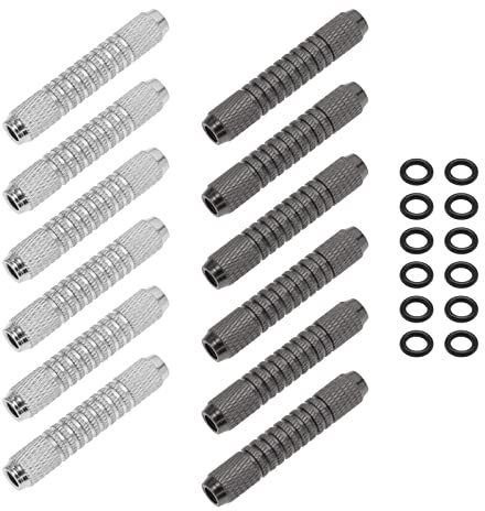 ECSiNG Dartpfeile mit O-Ringen aus Gummi, 14 g, Ersatzzubehör für Dartpfeile, 2BA, Innengewinde (6 schwarz und 6 silber), 12 Stück