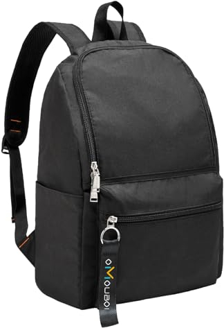 OMOUBOI Kleiner lässiger Tagesrucksack, (14 Zoll), Laptop-Rucksack für Teenager, Männer, Frauen, leichte Schultaschen, College, Büchertasche, wasserabweisend, Reiserucksack, Arbeitstasche（Schwarz）
