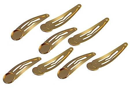 Beavorty Lot De 10 Barrettes à Cheveux Rondes 12 Mm Dorées Plateau Diy Pour Femmes Accessoires Coiffure Pince à Cheveux à Pression