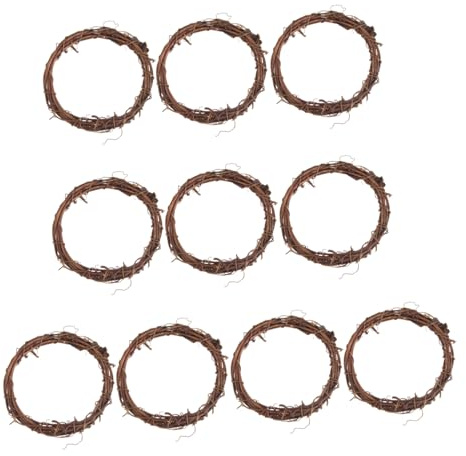 TOPPERFUN Rattankranz Kranzrahmen 10 Stück 8cm Naturkranz Weinrebe Selbstgemacht Basteln Türkranz Handwerk Zubehör für Wand Tür Hängende Dekoration Neujahr Ostern Geburtstag Party Frühlingsdeko