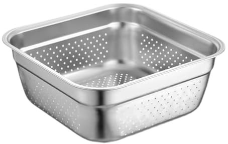 PRETYZOOM Bacinella in Acciaio Inox Spessa Per Lavaggio Verdure Grande Capacità Scolapasta Da Cucina Contenitore Per Scolare Frutta e Riso