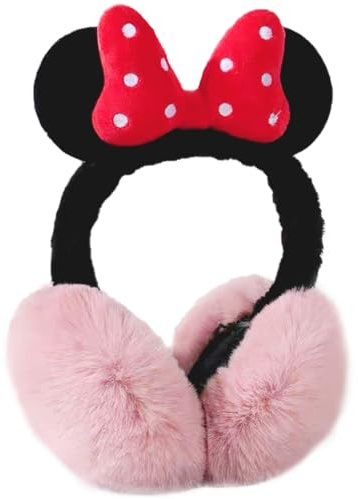 LOTGET Cute Bowknot Earmuff, Cartoon Plush Winter Warm Ear Muff Outdoors Ear Muffs for Women Girls Ear Cover Anti-Cold Ear Protector (Pink)