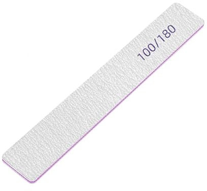 Lima per Unghie Quadrata Lima per Gel Bifacciale Grana 100/180 Ricostruzione Unghie Nail Art