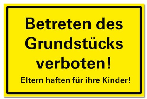 Betreten des Grundstücks verboten Schild Hinweis Achtung Warnung PVC 300 x 200 x 3 mm Vorgebohrt B1-Zertifiziert