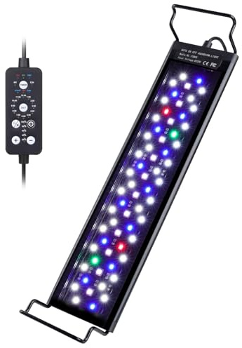 Hygger Illuminazione per Acquario 14W, Lampada 24/7 con 9 Colori e 10 Luminosità Regolabili per Tanks 30-45cm