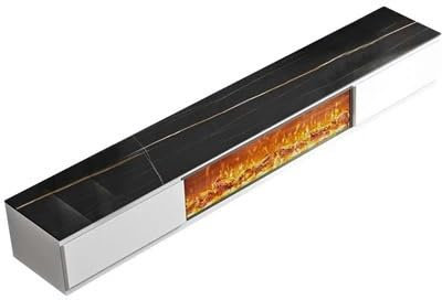 Cheminée Meuble TV au Sol, Meuble TV Simple et Moderne, Meuble TV européen, Rangement de cheminée, Meuble TV en métal, décoration de la Maison Cheminée Electrique(2.4M A)