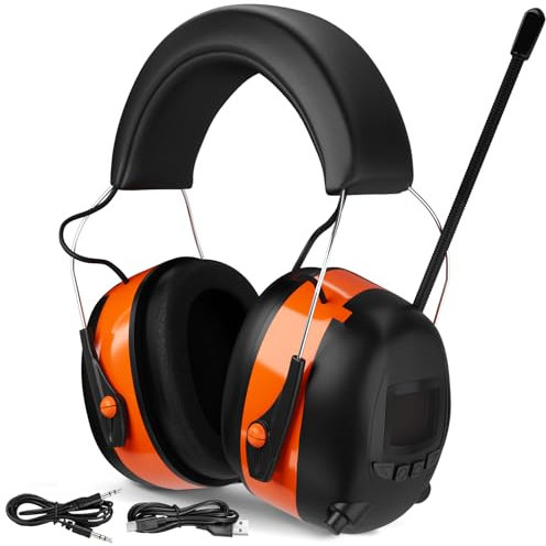 Gardtech Bluetooth Gehörschutz mit Radio AM FM MP3 Sicherheitsohrschützer Lärmschutzkopfhörer für Männer und Frauen Orange