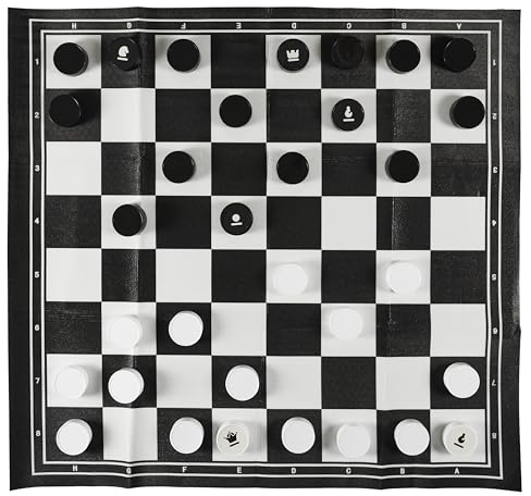 MISTER GADGET - MG3493 Jeu 2 en 1 Échecs et Dames Extérieur - Matériaux Résistants aux Intempéries, Double Fonctionnalité, Portabilité, Design Convivial