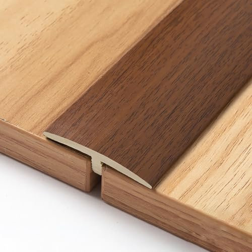 Raouoae Bande De Transition Autocollante en PVC - Profilé pour Joint en T, Solution Durable Entre Bois Et Carrelage, Finition sans Couture pour Revêtement De Sol(Kaffeefarbe,2 * 80cm)
