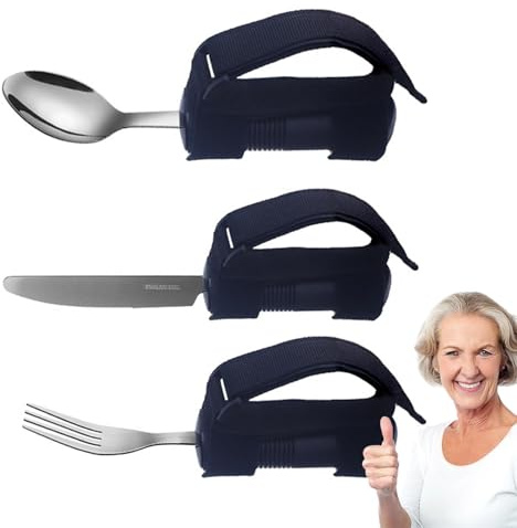 Utensilios adaptativos, utensilios para personas mayores, 3 utensilios adaptativos para la nutrición de personas mayores, juego de tenedores de cuchara de acero inoxidable, cubiertos adaptables para | adaptativos para la nutrición de personas mayores, juego de tenedores de cuchara de acero inoxidable, cubiertos adaptables pa