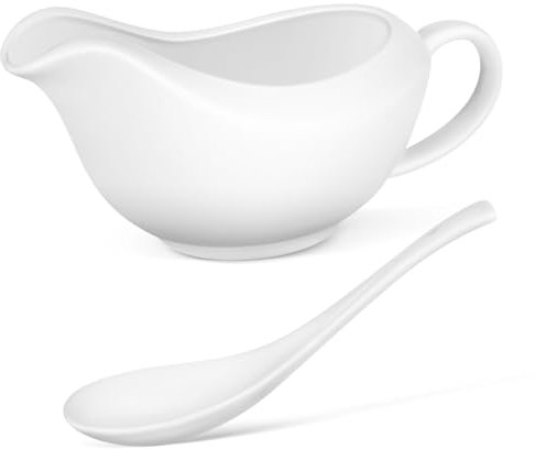 FELTECHELECTR Ceramic Steak Sauce Pot Ladle Gravy Boat for Dipping Sauce High Capacity Dishwasher Safe