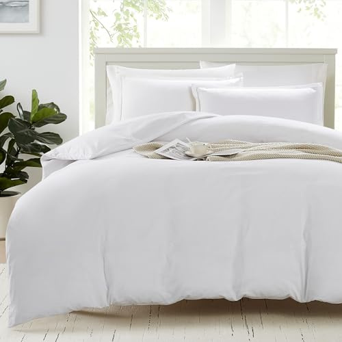 Super King Duvet Cover 100% Organic Cotton, GOTS Certified - White | Cotton Bedding Quilt Cover Set with Pillowcases, Oeko Tex Certified, Soft Breathable Comfort - Ideal for Home and Hotels