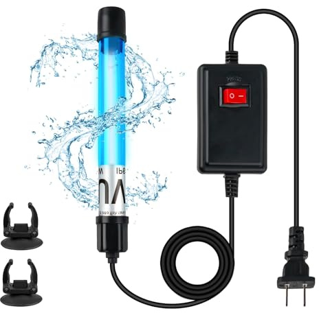 5W 6.9 Inch Aquarium UV Light for 10-55 Gallon Fish Tank Aquarium Light Green Clean Machine