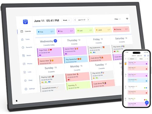 10.1 inch Wall Planner Digital Calendar & Chore Chart,Smart Touchscreen Interactive Display for Family Schedules,Hearth Display Digital Calendar, Digital Photo Frame Share Moments from Anywhere