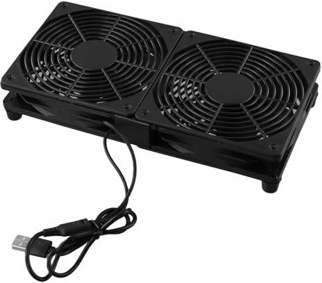 FUBESK Double ventilateur alimenté par USB 120 mm pour routeur PC Solution de refroidissement efficace pour récepteurs AV, consoles de jeux et ordinateurs portables
