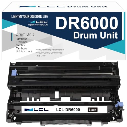 LCL DR6000 DR-6000 Unidad de Tambor Compatible (Negro) Reemplazo para Brother HL-1030 HL-1230 HL-1240 HL-1250 HL-1270N HL-1430 HL-1440 HL-1450 HL-1470N HL-P2500 MFC-9660 MFC-9750 MFC-9760 MFC-9850