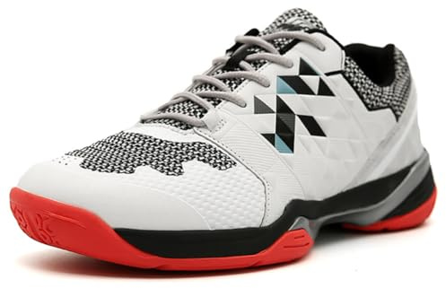 Wtharosa Badmintonskor herr dam andningsbar lättviktig syntetisk ovandel anti-vridning platta gummisula matchande snygga sneakers, Röd röd, 39 EU