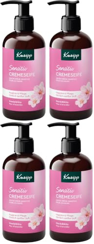 Kneipp Pflegende Cremeseife Mandelblüten, cremige Seife für eine antibakterielle Handreinigung, natürliche ätherische Öle für ein besonderes Dufterlebnis, 250 ml (Packung mit 4)