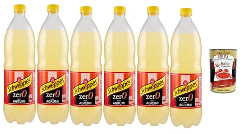 Italian Gourmet Limonen-Zitrus Erfrischungsgetränk Zero Zucker 6×1 L – Kohlensäurehaltiges Softdrink Set für Cocktails & Alltag + Italian Gourmet Polpa
