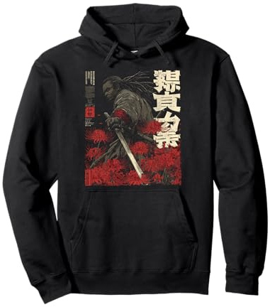 Samurai Guerriero Rosso Ragno Giglio Fiore Anime Otaku Giapponese Felpa con Cappuccio