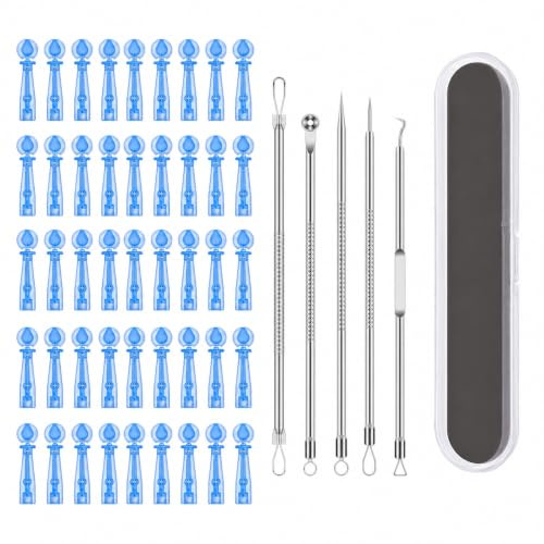 Pack of 105 Pimple Squeezing Tool Set, Blackhead Remover, Pimple Needle Stainless Steel Plastic, Comedone Squeezer Remover Tool for Skin Care, Face Care, Beauty Salon, Home