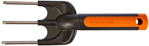 Fiskars Forca con 3 denti, Lunghezza: 25 cm, Denti in acciaio inossidabile, Nero/Arancione, Premium, 1000729