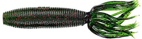 Yamamoto 4 Fat Ika - Realistic Soft Plastic Fishing Lure Baits with Grub-Style Body and Tube-Style Skirt - 10 Pack, Watermelon with Large Black and Small Red