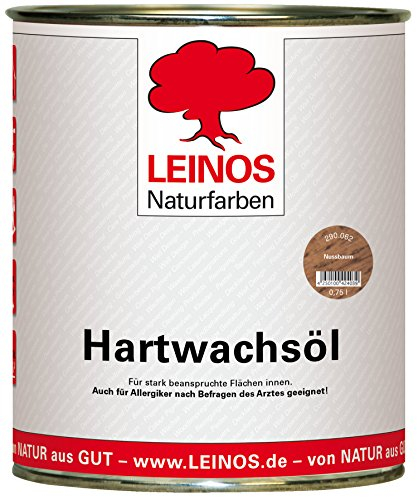 LEINOS 290 Hartwachsöl 0,75 Liter | Nussbaum | sehr widerstandsfähige, seidenmatte Öl-Wachs-Harz-Beschichtung | Ideal für stark strapazierte Holzfußböden und Treppen