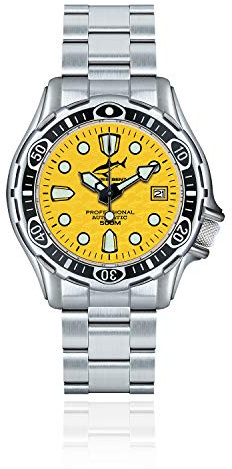 CHRIS BENZ DEEP 500M Automatic Taucheruhr mit Metallband, Doktorfischgelb