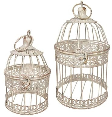 Deko Vogelkäfig Dekokäfig Set 2 Käfige Nostalgie Voliere Antik-Stil Weiß