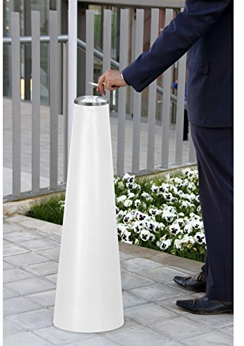 Grandecoracion.com Cenicero para Exterior y jardín Color Blanco Modelo Cono, cenicero de pie para Exterior, jardín, Entrada, Local