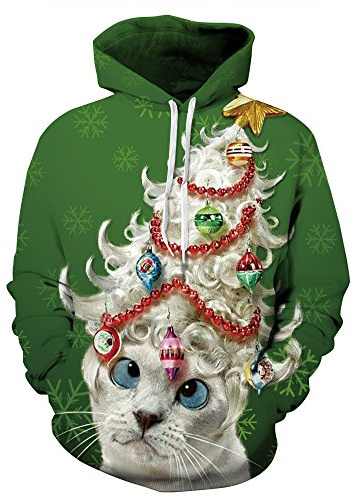 Ugly Christmas Sweater Sweatshirts Women Men Funny Cute Merry Santa Xmas Christmas Sweaters Hoodie Graphic Tees New Years Eve Holiday Party Vacation Outfits Fall Fashion Winter Clothing Clothes Tops