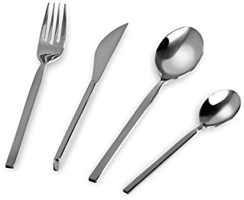 Barazzoni, Set di Posate da Tavola Modello Lapislazzuli, Monoblocco in acciaio inox 18/10, per 6 persone, 24 pezzi: 6 forchette, 6 cucchiai, 6 coltelli, 6 cucchiaini da tè, Lavabili in Lavastoviglie