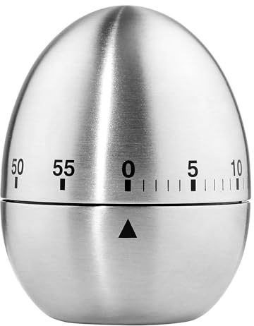 BUTLERS Kurzzeitmesser ø 6 cm Edelstahl - Right ON TIME - Ei Form | Farbe Silber - Küchentimer für Backzeiten & Kochzeiten - Küchenwecker für Countdowns - Nostalgischer Look