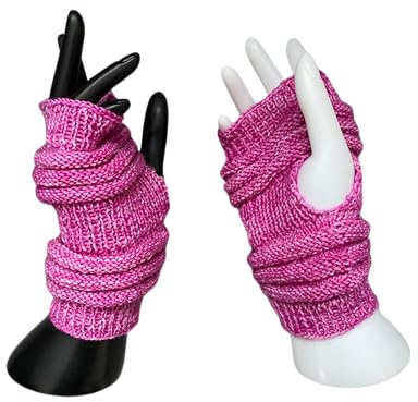 Handgestrickte Handstulpen Pulswärmer Damen, Pink