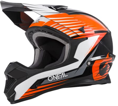 O'NEAL | Casco da motocross | MX Moto | Guscio in ABS, Standard di sicurezza ECE 22.05, Prese d'aria per una ventilazione ottimali | 1SRS Helmet Stream | Adulto | Nero Arancione | Taglia L