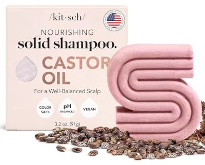 Kitsch Shampoo Bar Castor Oil – Solid Bar Shampoo for Hydration, Strengthening and Moisturizing, Organic Castor Oil for Dull & Dry Hair, Vegan, Paraben-Free, Hair Care - 3.2 oz