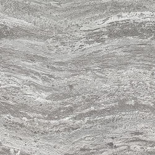 RASCH (U.K) Limited Onyx Wallpaper - Modern Glistening Wallpaper for Living Room, Bedroom, Fireplace - Decorative Luxury Industrial Wall Paper with Textured Distressed Look (Grey, Metallic Silver)
