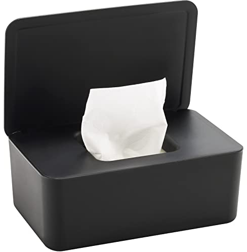 Feuchttücher Box, Baby Feuchttücher Aufbewahrungsbox, feuchte Toilettenpapier Box, feuchte Tücherbox, Feuchtpapierbox mit Deckel, hält die Tücher frisch und staubdicht für Zuhause und Büro (Schwarz)