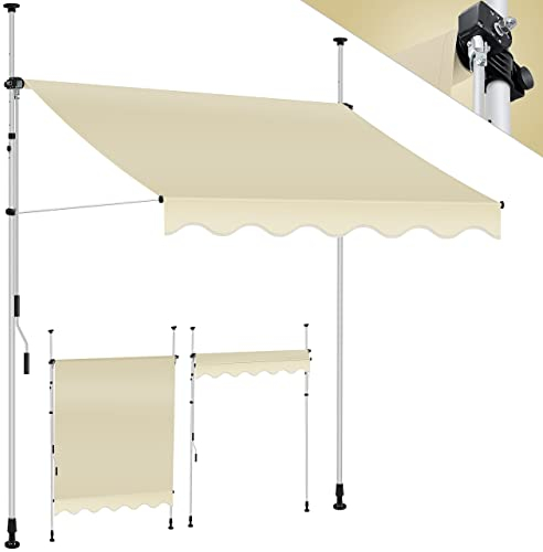 KESSER® Tenda da Sole a Morsetto con manovella per Balcone, Tenda da Sole per Balcone, Regolabile in Altezza, Idrorepellente, Protezione Solare, Copertura per terrazze, Beige, 250cm