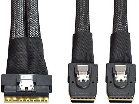 chenyang 1,64 Fuß SlimSAS auf Mini SAS Kabel, SFF-8654 8i 1 auf 2 SFF-8087 Kabel für Server, Switches, Router, Festplatten