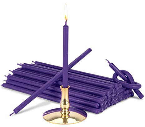NKlaus - Portavelas con velas de palo violeta sin goteo L 16cm vela ritual de parafina 40005