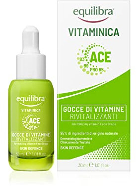 Equilibra, Siero Viso Idratante Rivitalizzante Vitaminica, con Complesso Multivitaminico, Oli di Oenothera e Oliva, Yuzu, Dona Tono ed Elasticità, 30 ml