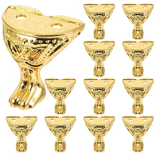 Gambe per mobili Piedi Antichi Piedi 12 Pezzi Custodia in Legno Gioielli Scatola di Stoccaggio Angolare Protezione Gambe in Metallo Accessori per Mobili Gamba del Tavolo Oro